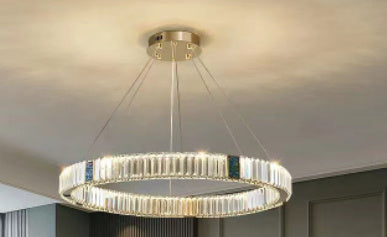 Light Luxury Crystal Living Room Chandelier Postmodern Round Stainless Steel Decorbites