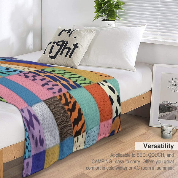 Animal Print Patchwork Quilt Durable Throw Blanket