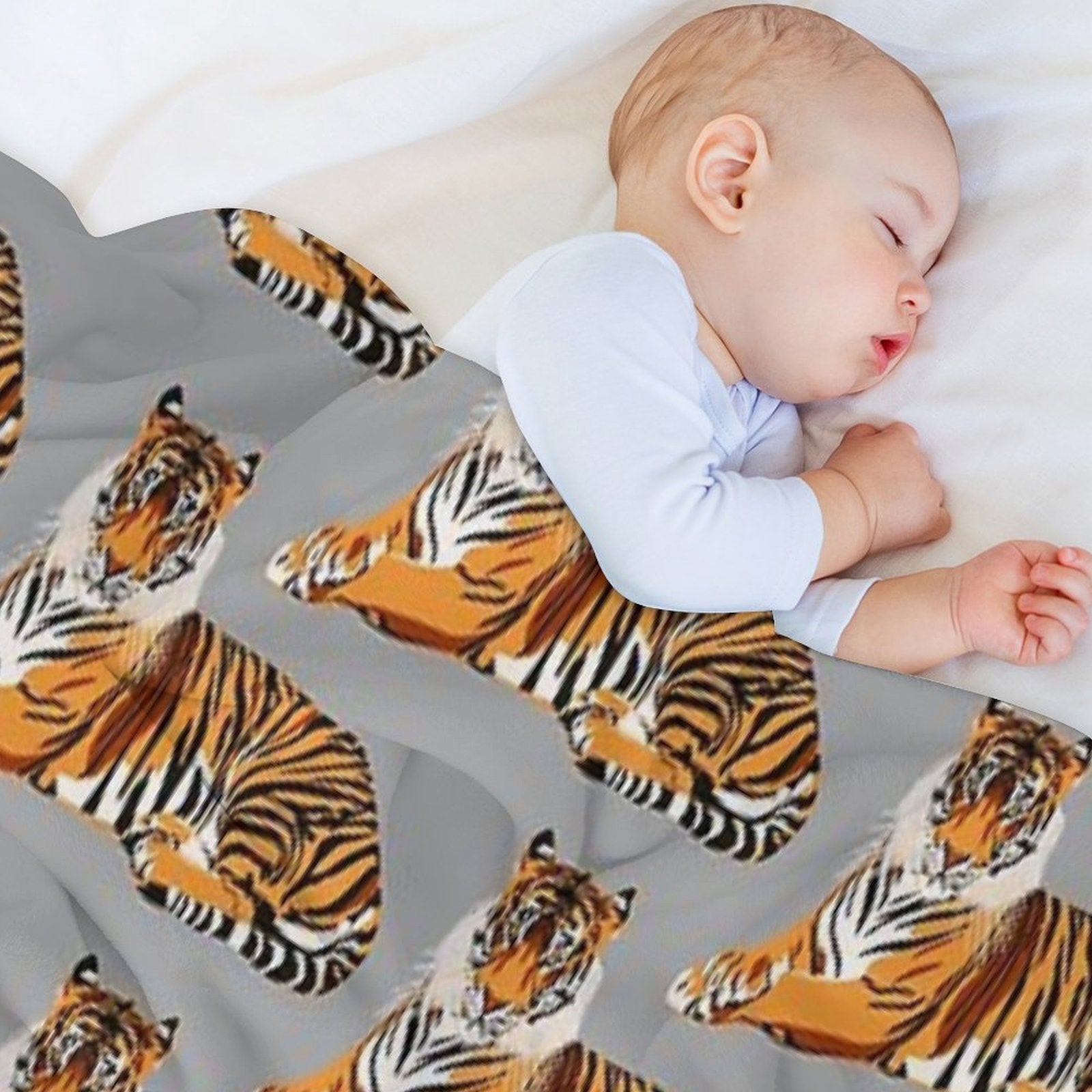 Tiger Pattern on Grey Background Quick-dry Throw Blanket