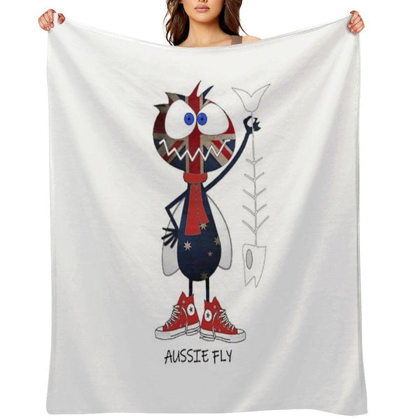 Aussie Fly Cartoon Critter Throw Blanket