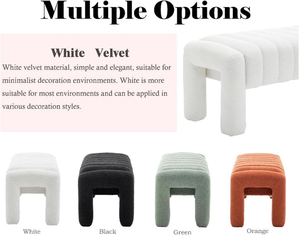 42.5 Inches Boucle Ottoman Bench Footrest Entryway