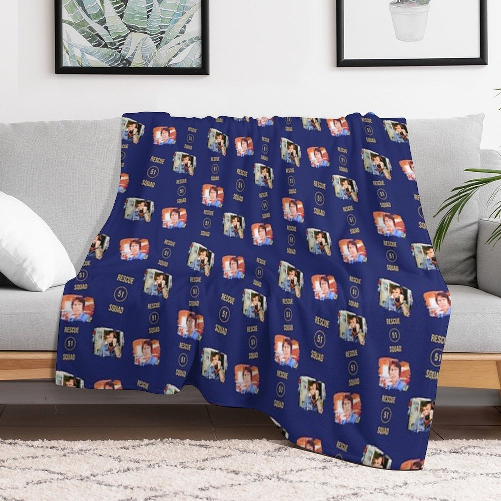 Emergency Rescue Squad 51 Roy And Johnny TV Show Dk Blue Gift-ready Throw Blanket