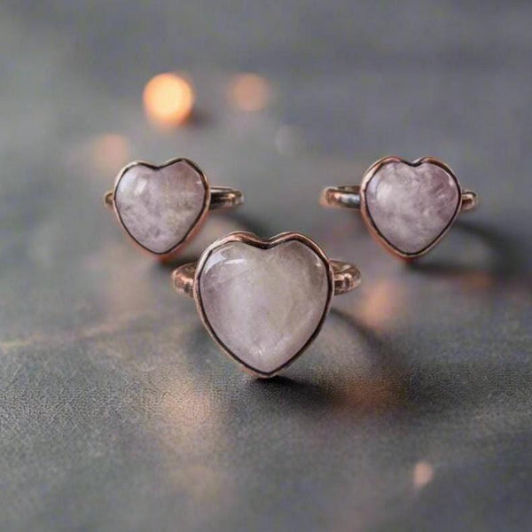 Copper Kunzite Heart Ring for Love and Healing | By Blackbird & Sage