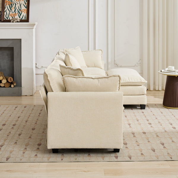 Cloud3 Seats  Sofa (Ottoman is not included)Chenille Fabric in Beige