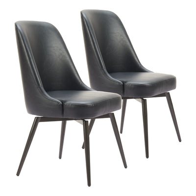 Keppel Swivel Dining Chair (Set of 2) Black