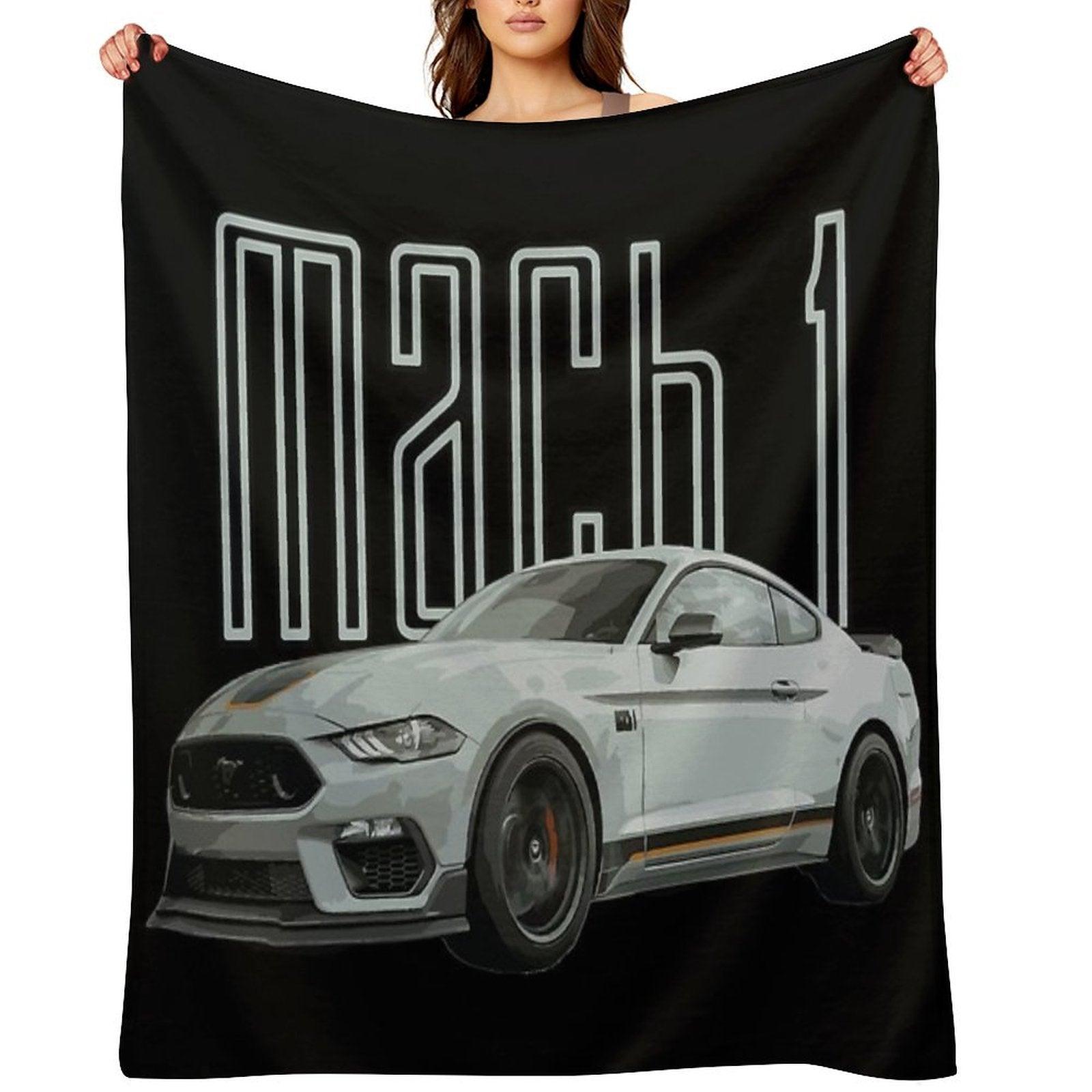 MACH 1 Mustang GT 5.0L V8 Performance Car Fighter Jet Gray Throw Blanket