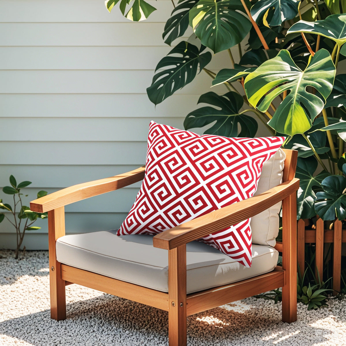 6 Pack Outdoor Pillow Covers - 18x18 Inch - Red Greek Key