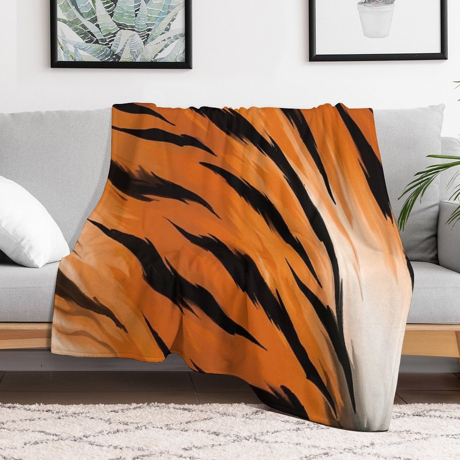 Tiger Pattern Shrink-resistant Throw Blanket