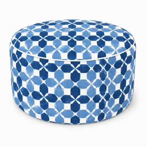 Outdoor Inflatable Ottoman - Gray/White Striped
