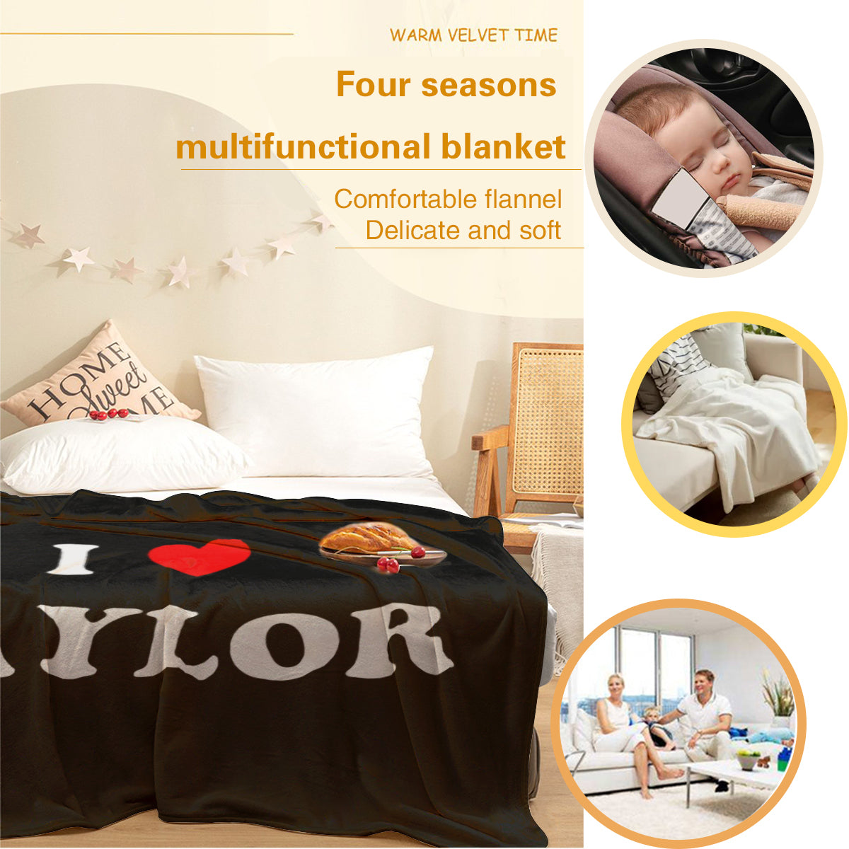 Taylor Swift I Love Heart Taylor Throw Blanket BionZax