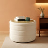 White Round Storage Ottoman Ultra Durable Cozy Elegant