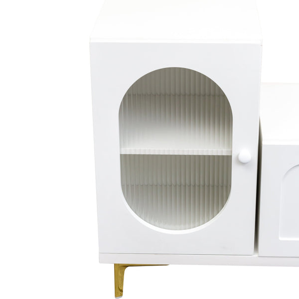 Wood Extendable TV Stand Entertainment Center Media TV Console for Living Room Bedroom