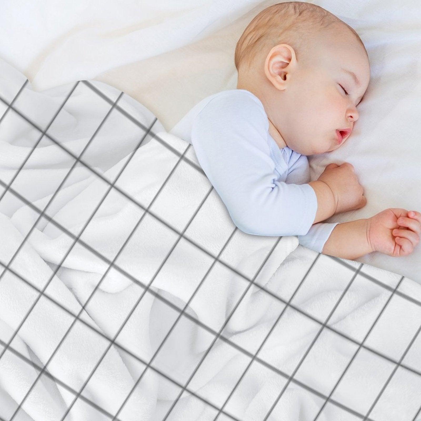 Grid White Gray Throw Blanket