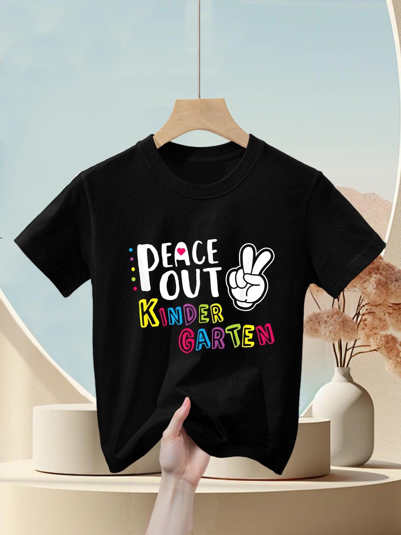 Peace Out Kindergarten T Funny Kinder Graduation Kids T-Shirt