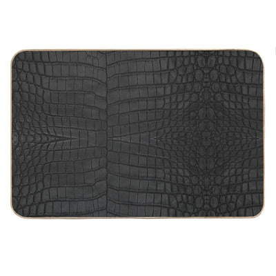 Black Crocodile Leather Print Bath Mat