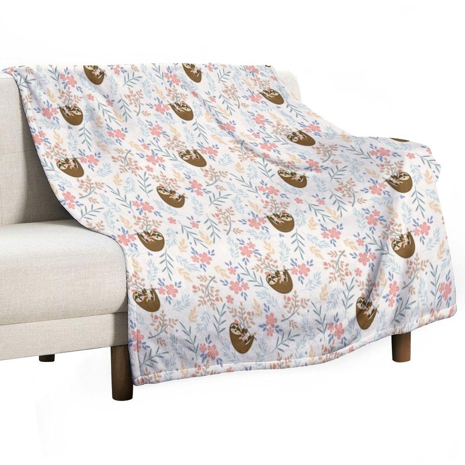 Baby Flower With Sloth Throw Blanket