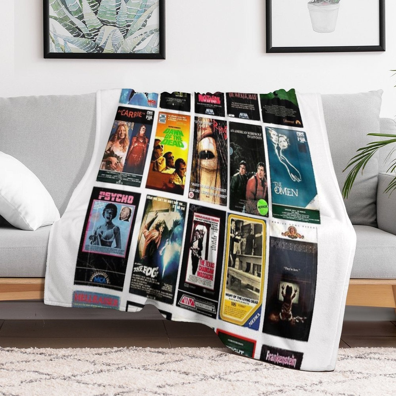 Horror Movie Classics - Cult Films - Vintage VHS Collection Travel-friendly Throw Blanket