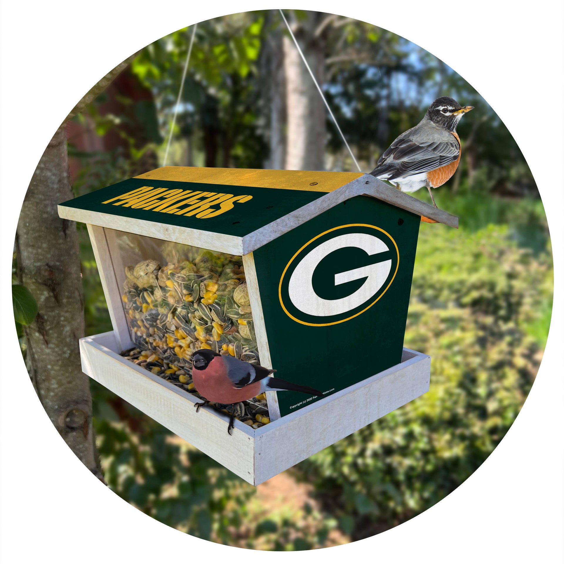 Green Bay Packers Bird Feeder - Custom Team Logo Wood Feeder for Outdoors
