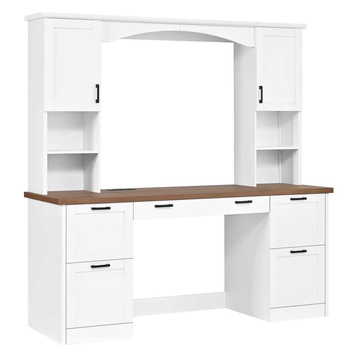 On-Trend Farmhouse Arched Computer Desk with Hutch