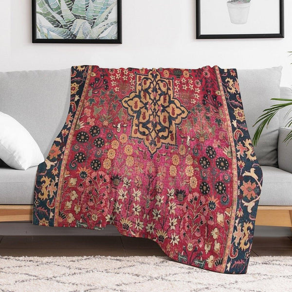 17th Century Persian Vase Carpet Print Throw Blanket
