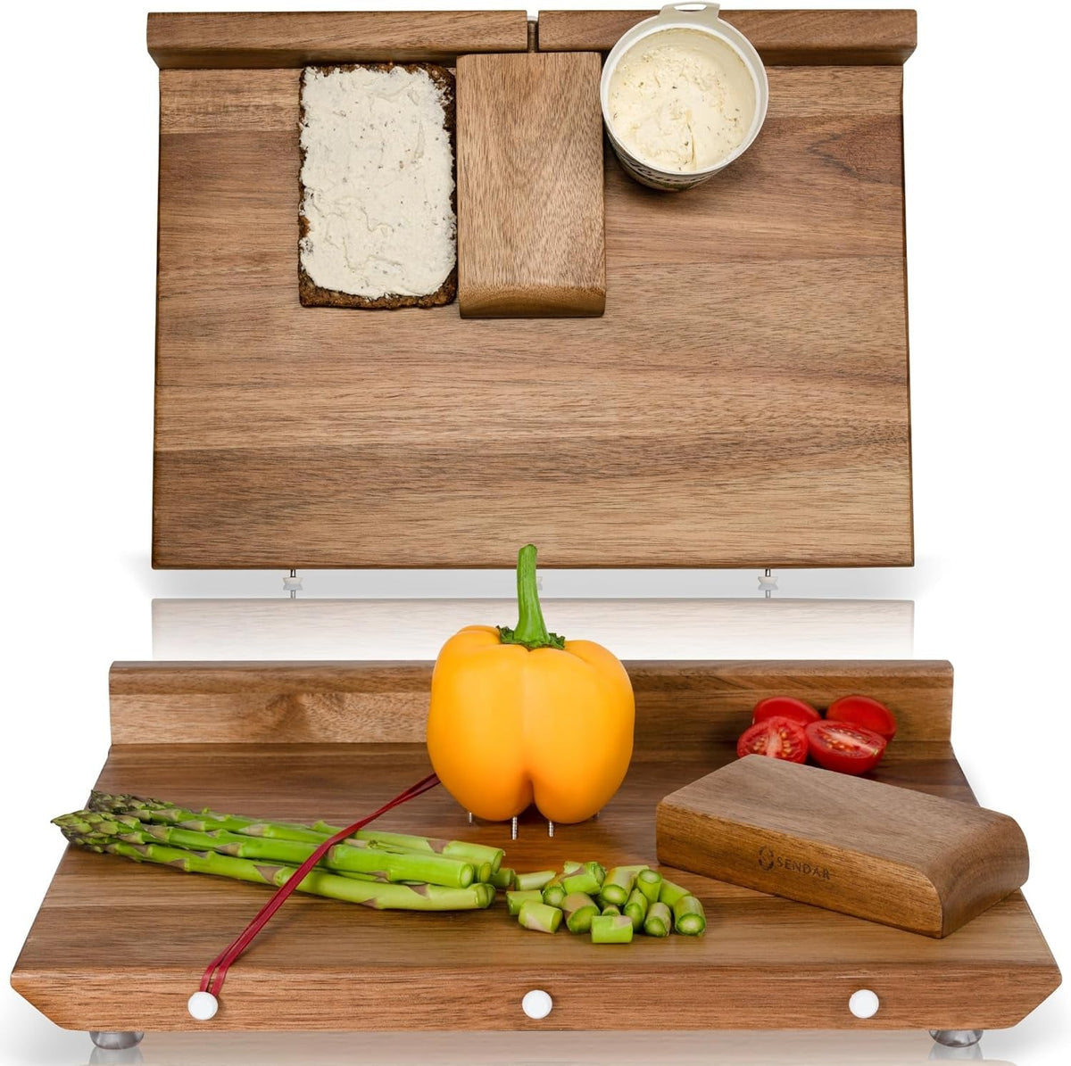 Adaptive One-Handed Wooden Cutting Board with Spikes & Raised Edge