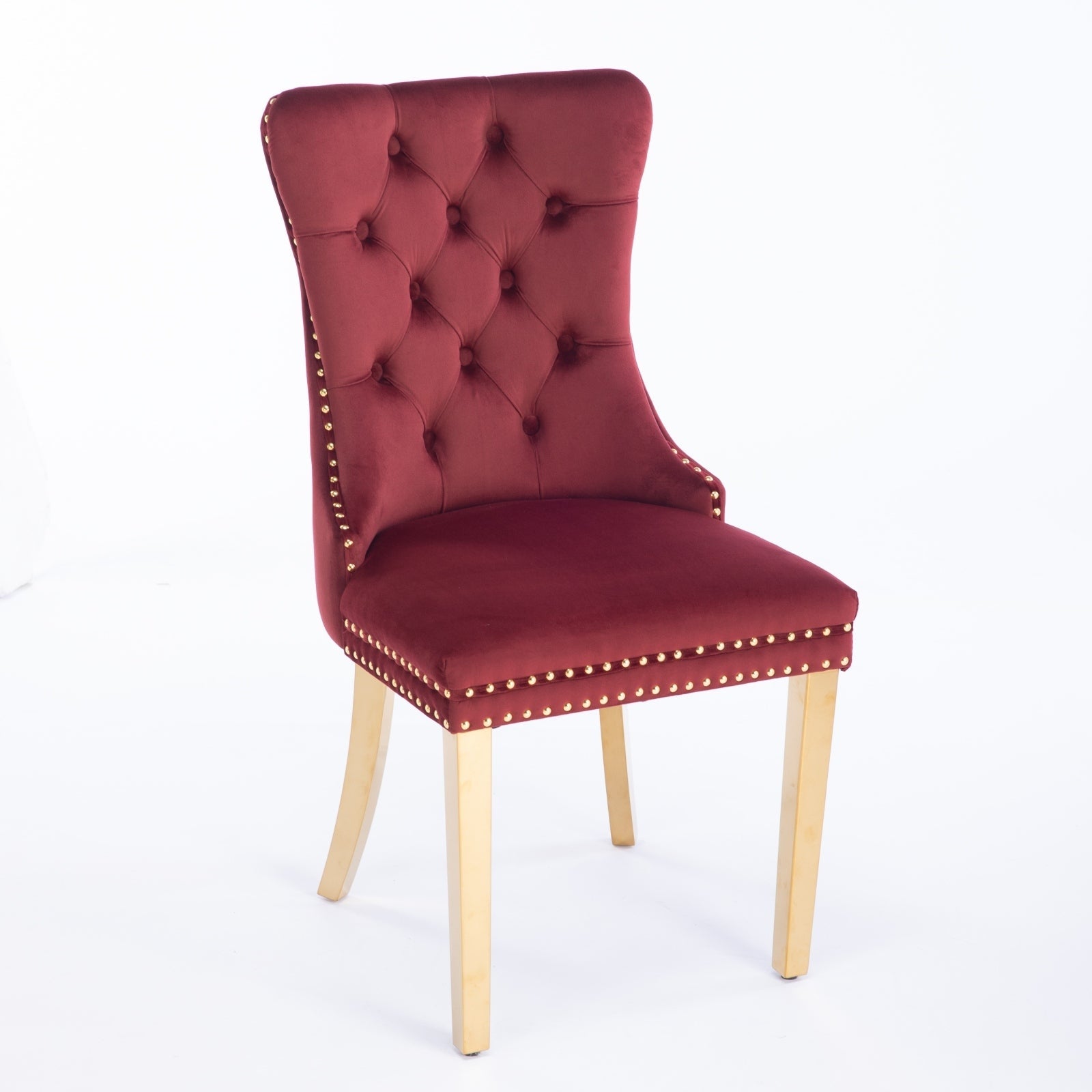 Nikki Collection Modern Tufted Solid Wood Velvet Upholstered Dining Chair with Gold Legs