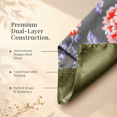 Gray Red Floral Table Runner – Printed