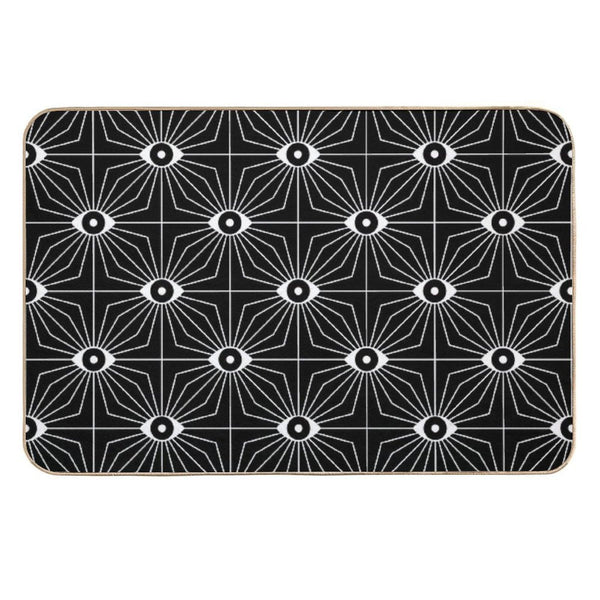 Electric Eyes - Black And White  Toxin-Free Bath Mat