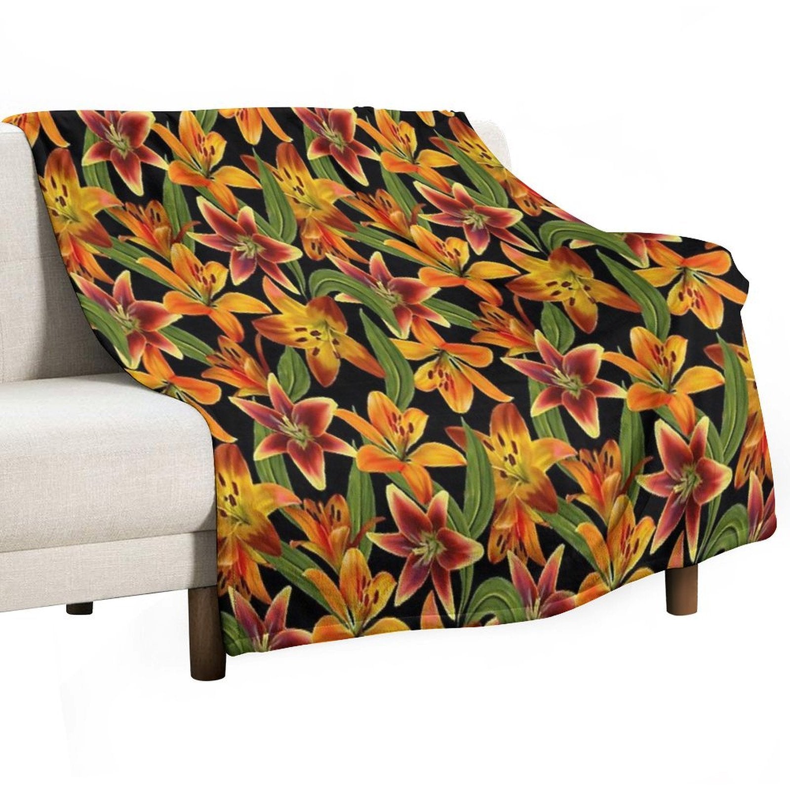 Watercolor Lilies Seamless Pattern All-season Throw Blanket