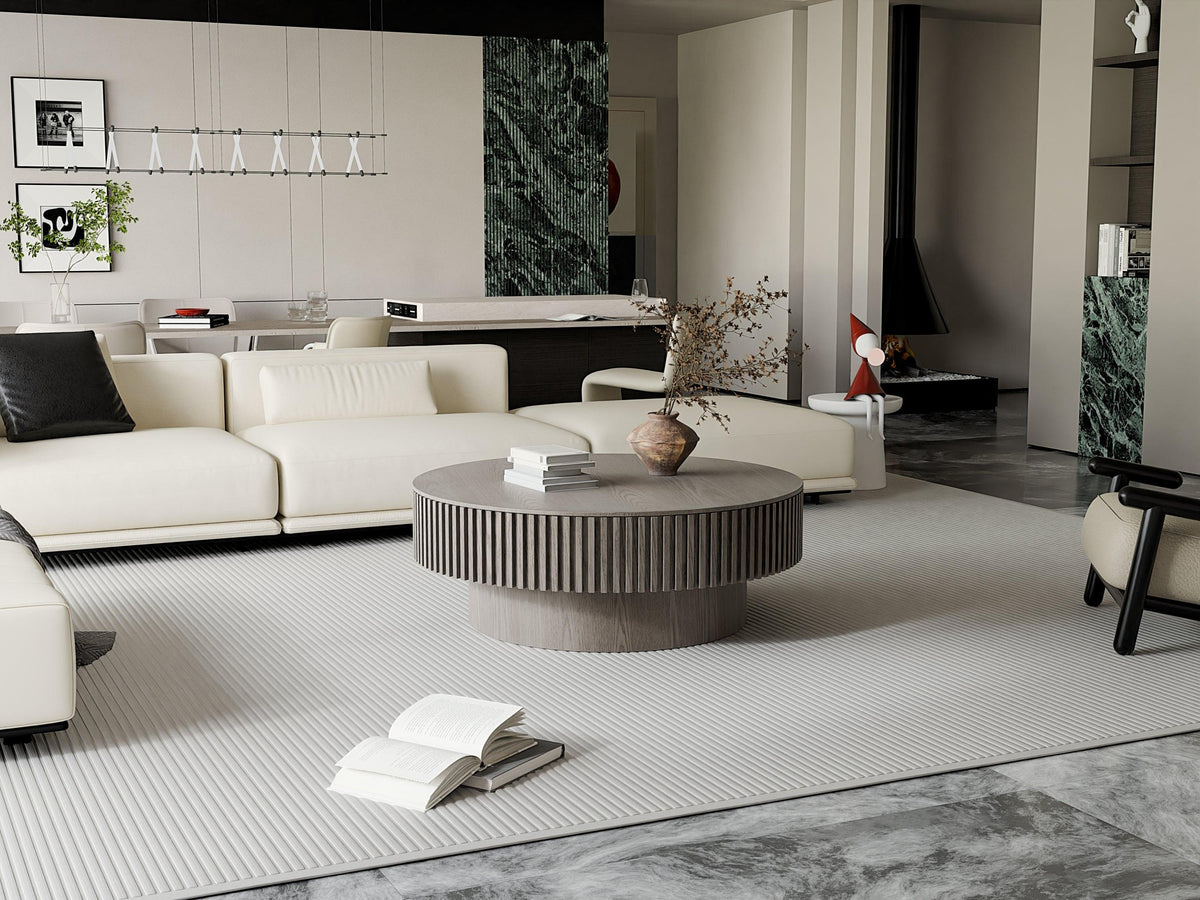 Modern Gray Round Mushroom Coffee Table with Hidden Storage