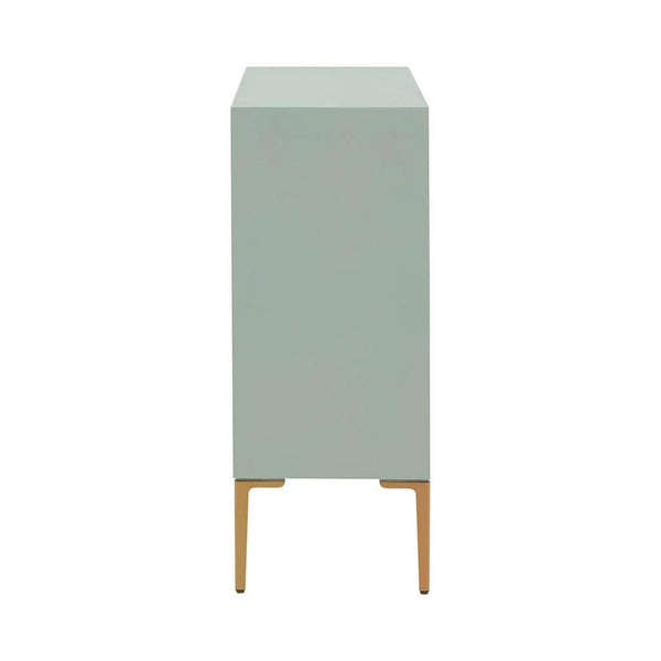 Curry 2 Door Accent Cabinet - Pale Mint Green with Distressed Mirror Doors and Gold Hardware - Gifts for You 'n Me