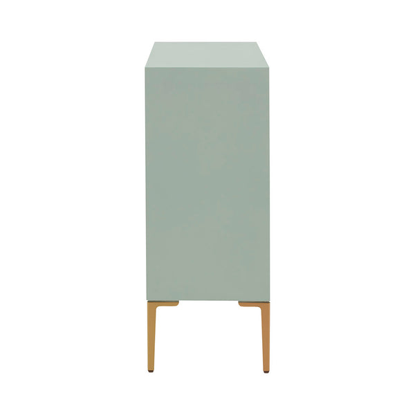 Curry 2 Door Accent Cabinet - Pale Mint Green with Distressed Mirror Doors and Gold Hardware - Gifts for You 'n Me