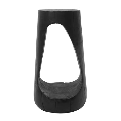 Hollow Design End Table with Wood Like Texture, and Black Color