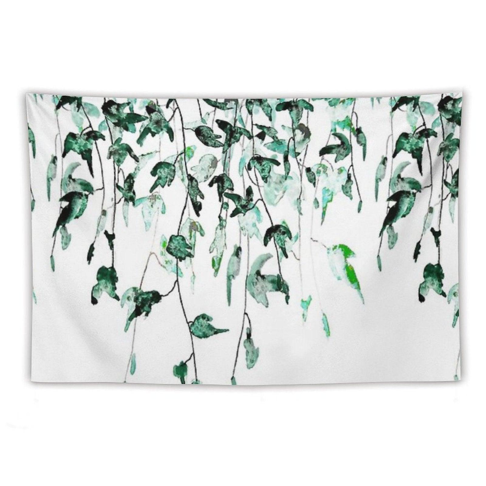 Hand Painted Ivy on The Wall Watercolor Tapestry