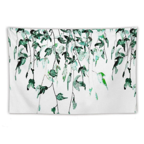 Hand Painted Ivy on The Wall Watercolor Tapestry