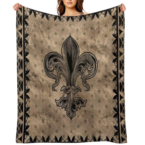 Fleur-de-lis - Black And Gold Throw Blanket