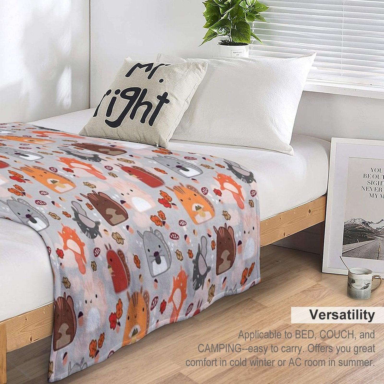 Kawaii Squirrels Throw Blanket