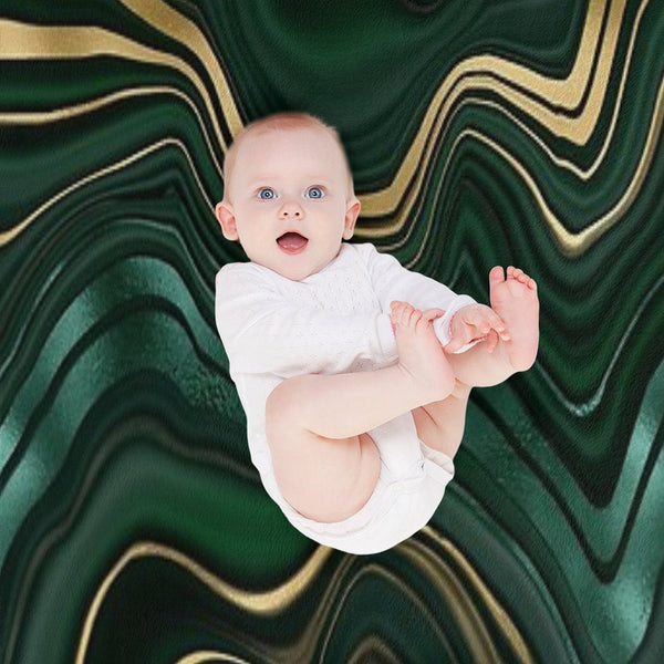 Emerald Green And Gold  Malachite Pattern Easy Care Throw Blanket