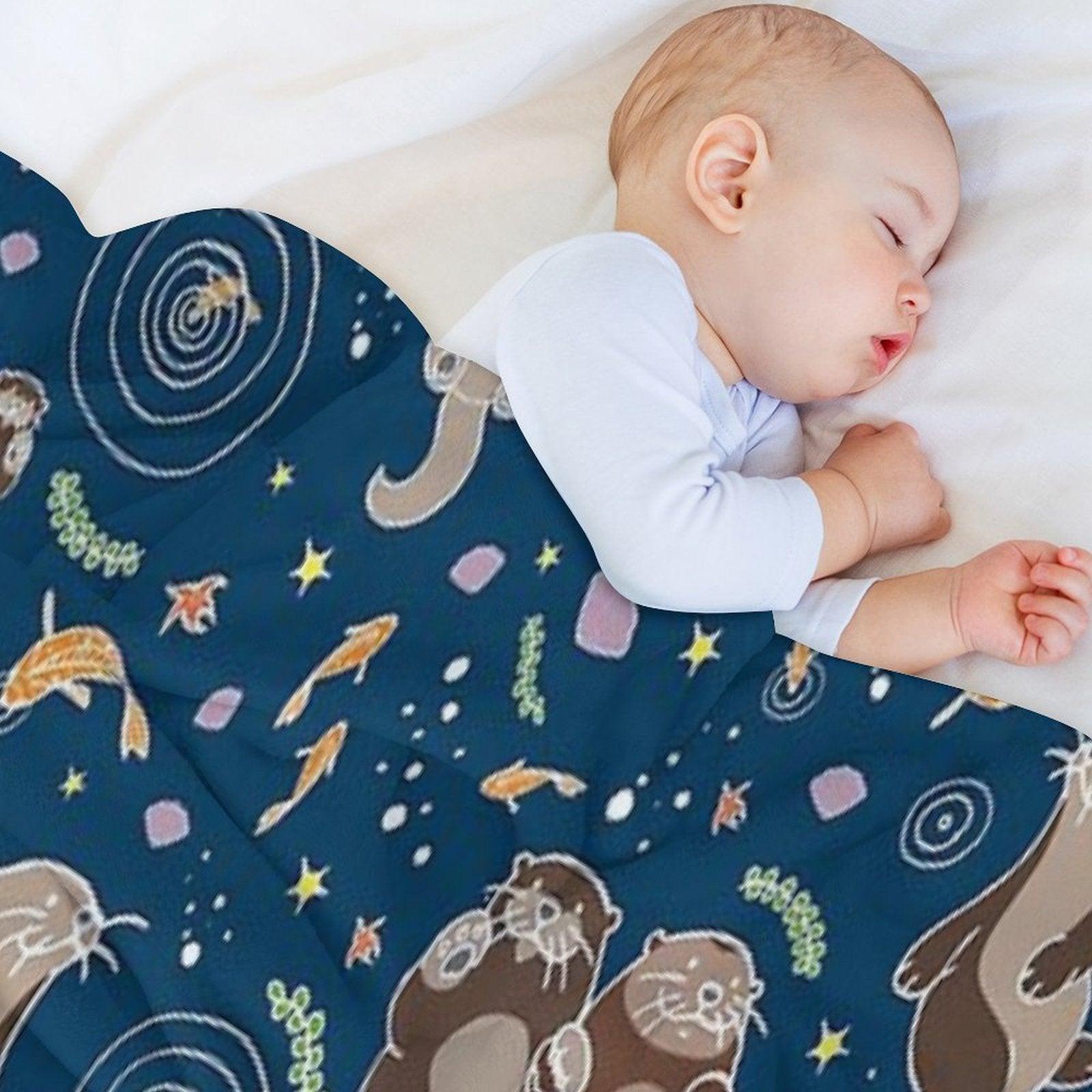 Sea Otters at Night Throw Blanket