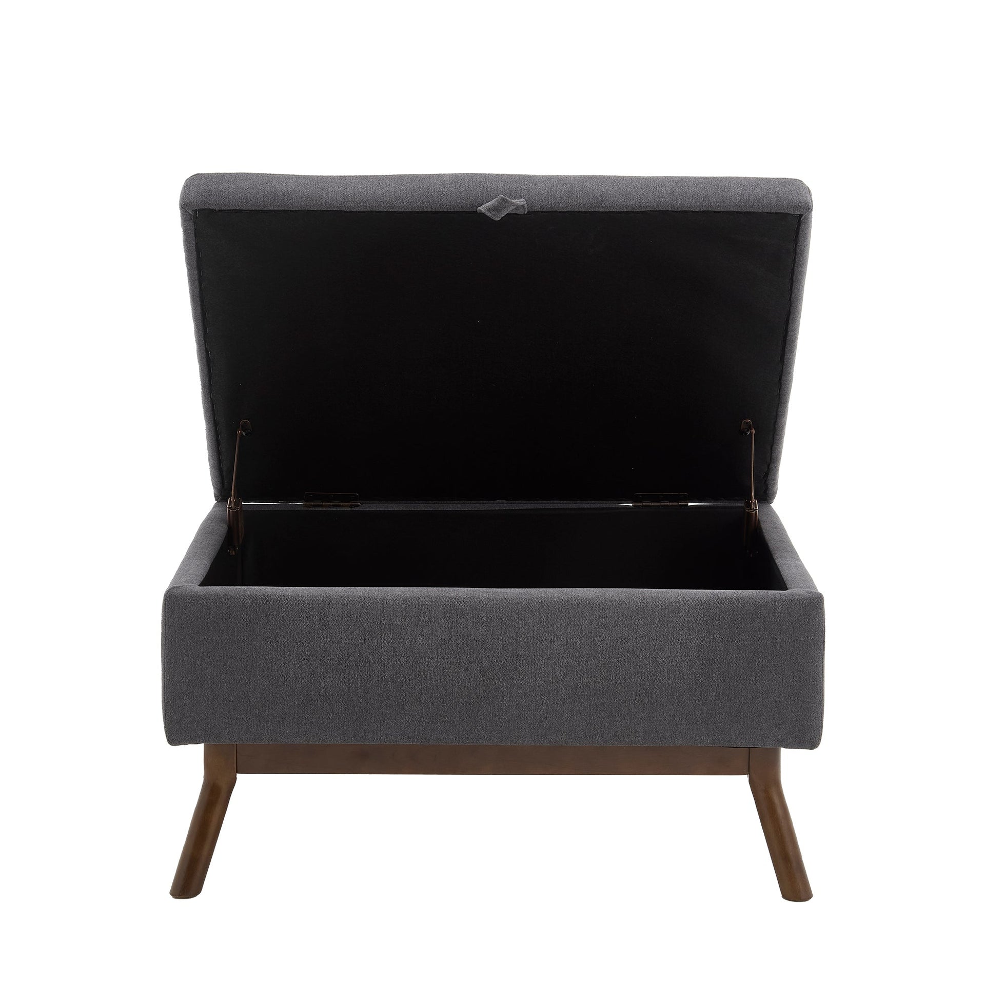 Mid-century modern square coffee table storage bench, assembled, suitable for living room, entryway and family room, used as a coffee table, stirrups, shoe bench