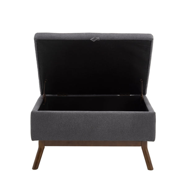 Mid-century modern square coffee table storage bench, assembled, suitable for living room, entryway and family room, used as a coffee table, stirrups, shoe bench