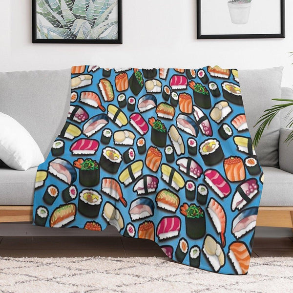 Blue Sushi Throw Blanket