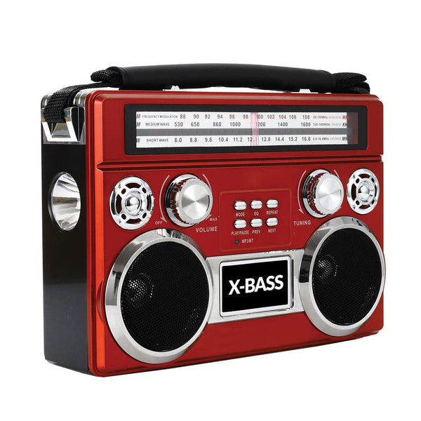 Supersonic Portable 3 Band Bluetooth Radio with Flashlight & 10 Hour Battery