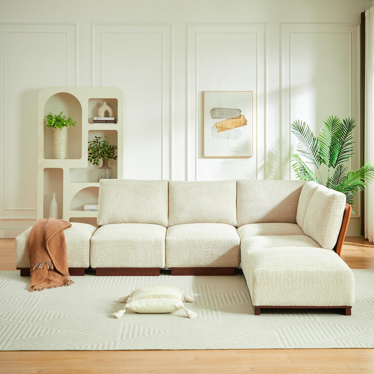 Velora 116 in. L Shaped Boucle Modular Sectional Sofa