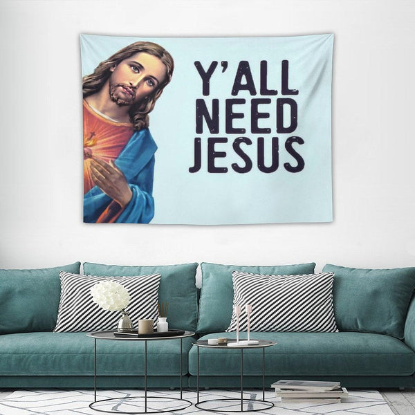 Y'all Need Jesus! Funny Jesus Is Watching Meme! Tapestry