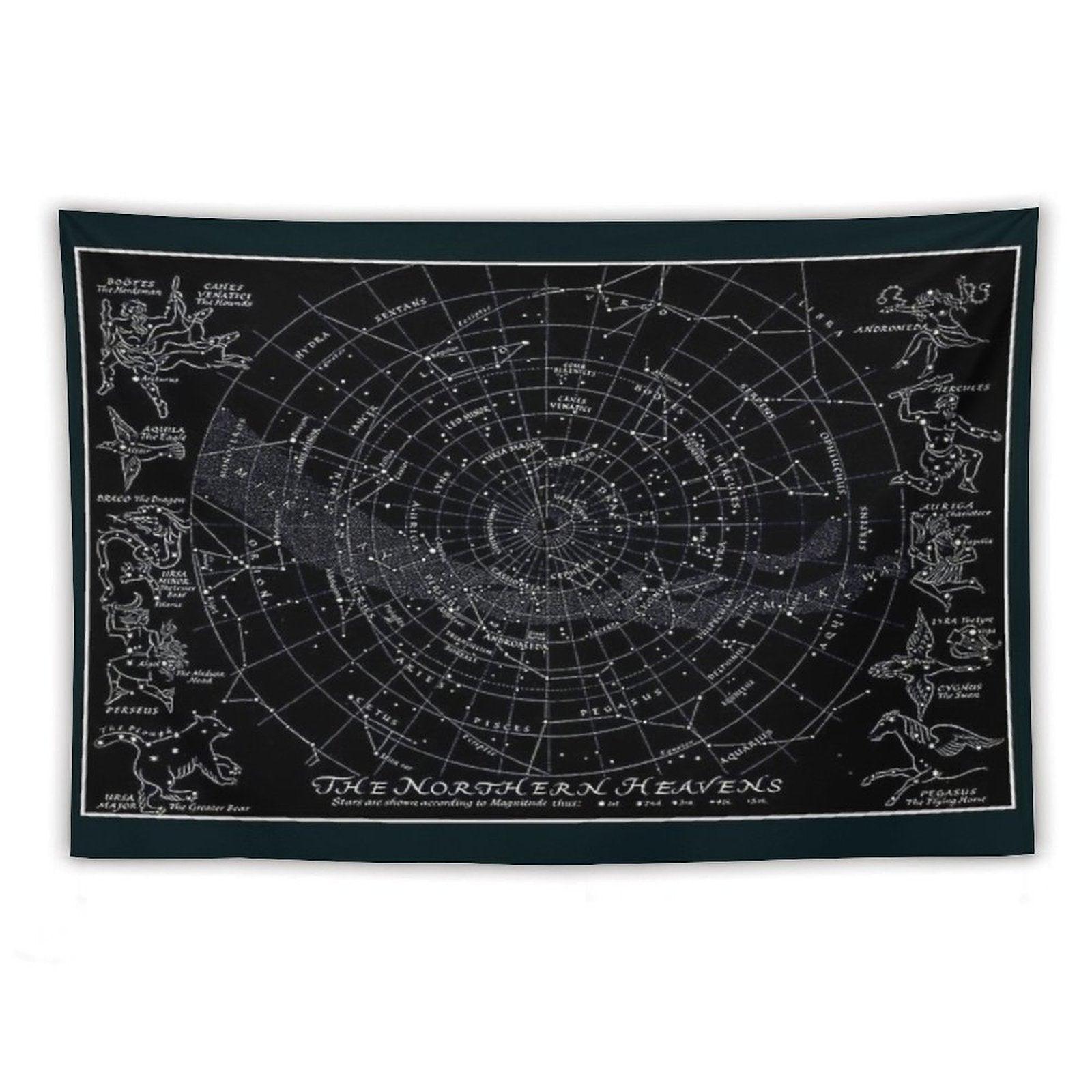 THE NORTHERN HEAVENS  Vintage Star Map Print Tapestry