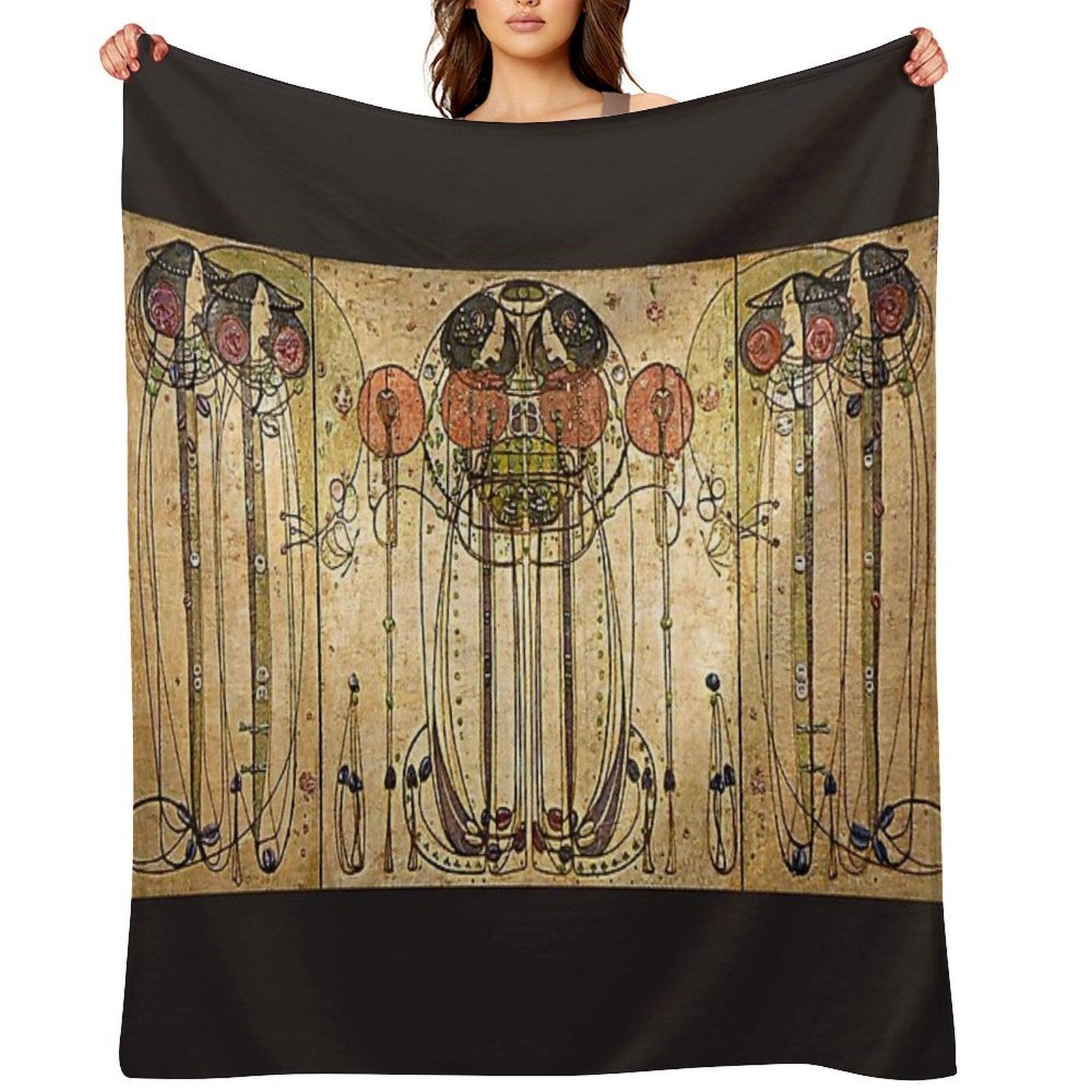 Art Nouveau Charles Mackintosh The Wassail Throw Blanket