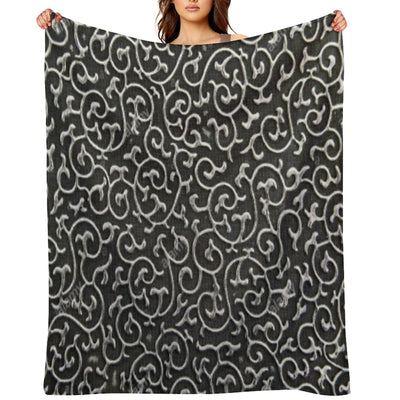 Fabric Design with Black Background Sustainable Throw Blanket