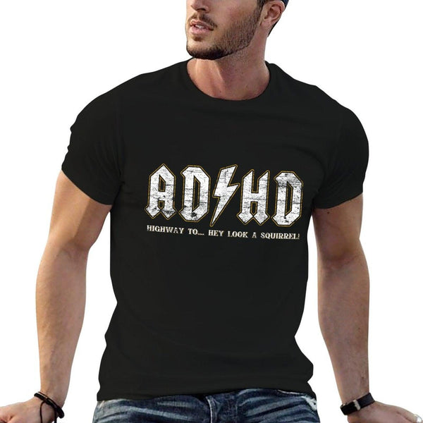 Highway To Hey Look A Squirrel ADHD Gifts ADHD Highway To Hey Look A Squirrel Hyperactivity Disorder Unisex-Kids Black Small Cla T-Shirt