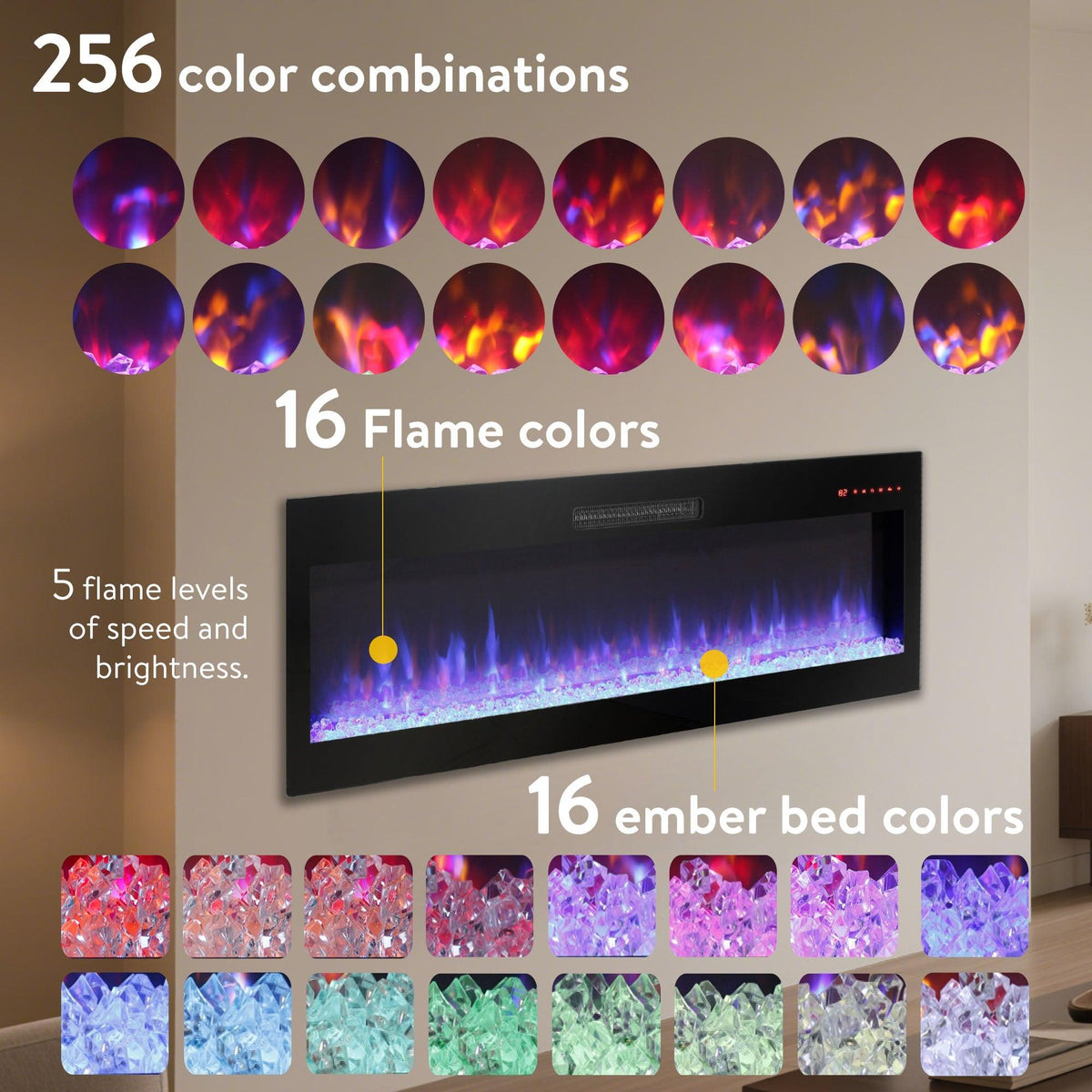 70 Inch Fireplace TV Stand for TVs Up to 70